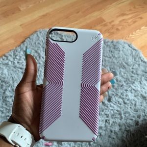 Purple and White iPhone 8 Plus SPECK case